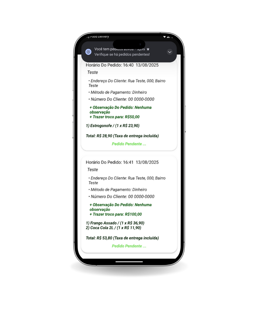 Lista de Pedidos do App